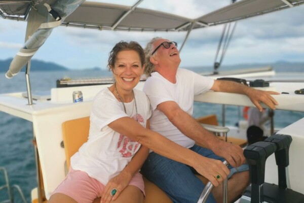 photo of a customer with his wife on boat