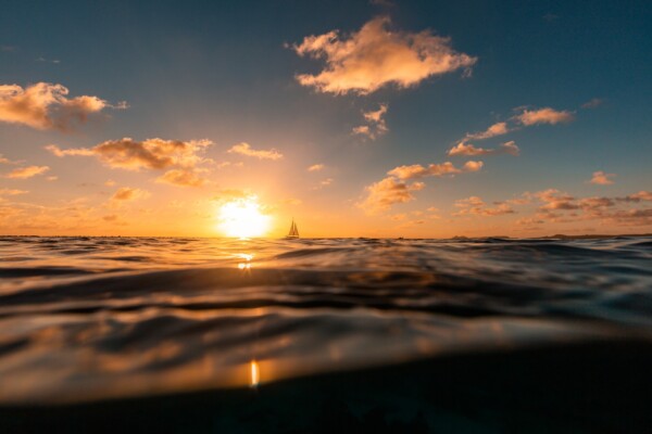 Breathtaking sunset on boat